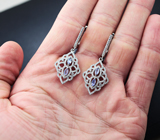 Ажурные серебряные серьги с танзанитами Серебро 925