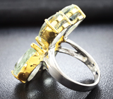 Оригинальное серебряное кольцо с зелеными аметистами Серебро 925