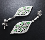 Прелестные серебряные серьги с зелеными гранатами Серебро 925