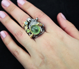 Серебряное кольцо с пренитом, перидотом и голубым топазом Серебро 925