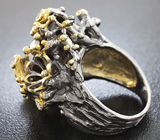 Серебряное кольцо с дымчатым кварцем и голубыми топазами Серебро 925