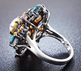 Серебряное кольцо с жемчужиной барокко, опалом и самоцветами Серебро 925