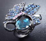 Серебряное кольцо с насыщенно-синими топазами и сапфирами Серебро 925