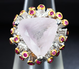 Серебряное кольцо с морганитом и пурпурными сапфирами Серебро 925