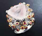 Серебряное кольцо с морганитом и пурпурными сапфирами Серебро 925