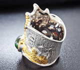 Серебряное кольцо с кристаллическим черным опалом и сапфиром Серебро 925