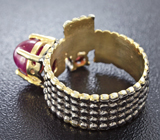 Серебряное кольцо с рубином и мозамбикским гранатом Серебро 925
