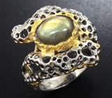 Серебряное кольцо с лабрадоритом и перидотами Серебро 925