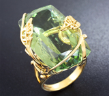 Золотое кольцо с зеленым аметистом 40,57 карат и бриллиантами Золото