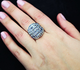 Шикарное серебряное кольцо с танзанитами и рубинами Серебро 925