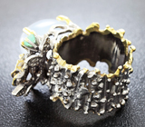 Серебряное кольцо с халцедоном и зеленым бериллом Серебро 925