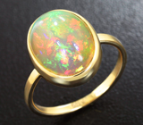 Золотое кольцо с кристаллическим эфиопским опалом 3,31 карат Золото