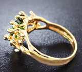 Золотое кольцо с великолепным неоново-зеленым турмалином 1,36 карат Золото