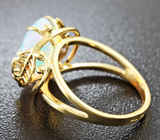 Золотое кольцо с ограненным кристаллическим эфиопским опалом 3,45 карат Золото