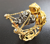 Золотое кольцо с осколком метеорита Кампо-дель-Сьело 32,3 карат и бриллиантами Золото