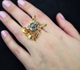 Золотое кольцо с осколком метеорита Кампо-дель-Сьело 32,3 карат и бриллиантами Золото
