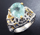Серебряное кольцо с бериллом и синими сапфирами Серебро 925