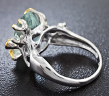 Серебряное кольцо с аквамарином и васильково-синим сапфиром Серебро 925