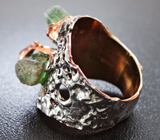 Серебряное кольцо с апатитами и цаворитами Серебро 925