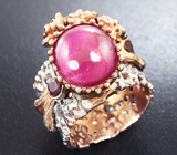 Серебряное кольцо с рубином 11,68 карат и родолитом Серебро 925