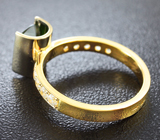 Золотое кольцо с великолепным «неоновым» турмалином 1,13 карат и лейкосапфирами Золото