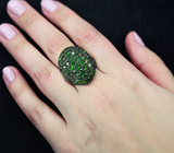 Шикарное серебряное кольцо с диопсидами Серебро 925