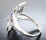 Оригинальное серебряное кольцо с аметистами Серебро 925