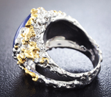 Серебряное кольцо с крупным танзанитом и синими сапфирами Серебро 925