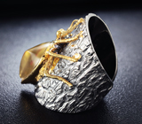 Скульптурное серебряное кольцо с цитрином Серебро 925