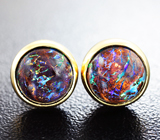 Золотые пусеты с австралийскими болдер опалами 3,98 карат Золото