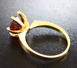 Золотое кольцо с красным цирконом топовой огранки 4,15 карат Золото