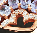 Замечательное cеребряное кольцо с танзанитами Серебро 925