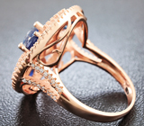 Чудесное серебряное кольцо с кианитом и сапфиром Серебро 925