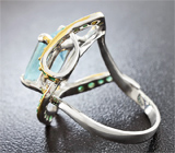 Серебряное кольцо с аквамарином и изумрудами Серебро 925