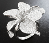 Эффектное cеребряное кольцо-цветок Серебро 925