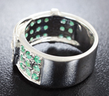 Оригинальное серебряное кольцо с изумрудами Серебро 925