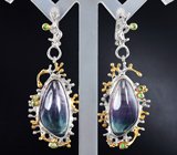 Серебряные серьги с флюоритами Серебро 925