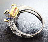 Серебряное кольцо с синими сапфирами и рубином Серебро 925