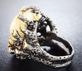 Серебряное кольцо с золотистым агатом и аметистами Серебро 925