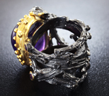 Серебряное кольцо с аметистами и синими сапфирами Серебро 925