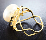 Золотое кольцо с морской жемчужиной 13,8 карат и бриллиантами Золото