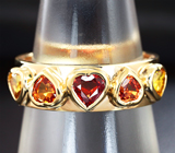 Золотое кольцо с 5 сапфирами в форме сердца массой 1,6 карат Золото