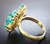 Золотое кольцо с неоновыми апатитами 8,19 карат! Фантастический цвет Золото