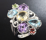 Праздничное серебряное кольцо с самоцветами Серебро 925