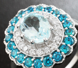 Чудесное серебряное кольцо с голубым топазом Серебро 925
