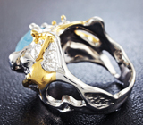 Серебряное кольцо с аквамарином и изумрудами Серебро 925