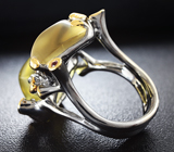 Серебряное кольцо с цитринами и сапфирами