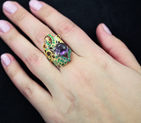 Серебряное кольцо с аметистом и изумрудами Серебро 925