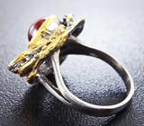 Серебряное кольцо с гранатами и перидотами Серебро 925