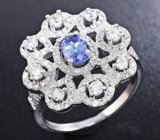 Очаровательное серебряное кольцо с ярким танзанитом Серебро 925